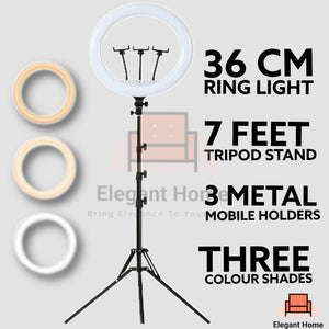 Tripod Stand 7 Feet with 26CM Selfie LED Ring Light & Mobile Phone Holder 26 CM ring light with Best Quality for Vlogging