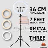 Tripod Stand 7 Feet with 26CM Selfie LED Ring Light & Mobile Phone Holder 26 CM ring light with Best Quality for Vlogging