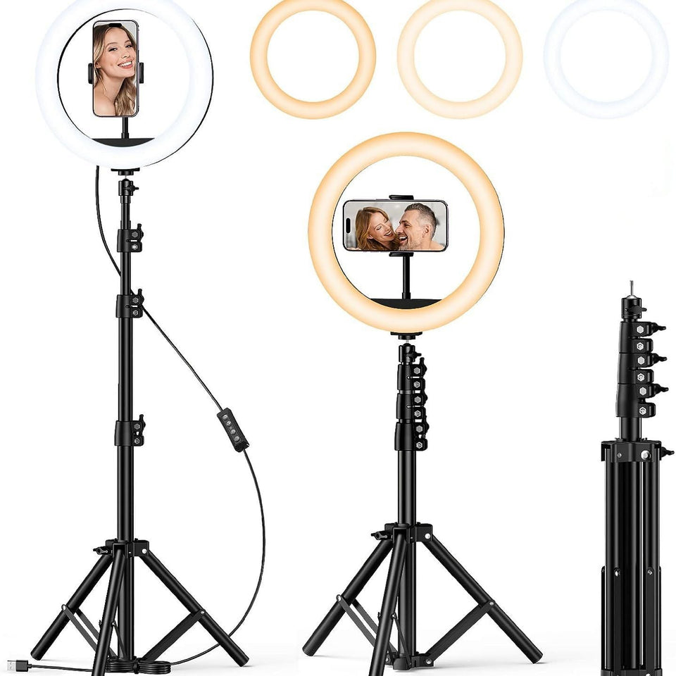 Tripod Stand 7 Feet with 26CM Selfie LED Ring Light & Mobile Phone Holder 26 CM ring light with Best Quality for Vlogging